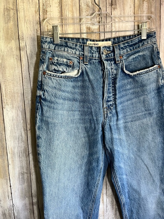 GRLFRND Karolina High Rise Straight Crop Jeans La Playa Raw Hem Size 27
